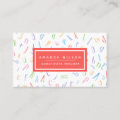 アルファベットパターン – 代替先生/家庭教師 名刺 (正面)