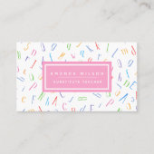 アルファベットパターン – 代替先生/家庭教師 名刺 (正面)