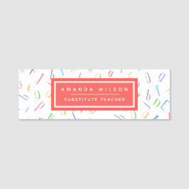 アルファベットパターン – 代替先生/家庭教師 名札