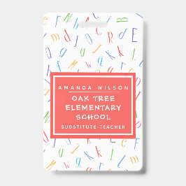 アルファベットパターン – 小学校先生名 バッジ