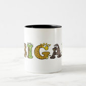 アルファベットパーソナライズされた名のMAG ツートーンマグカップ (中央)