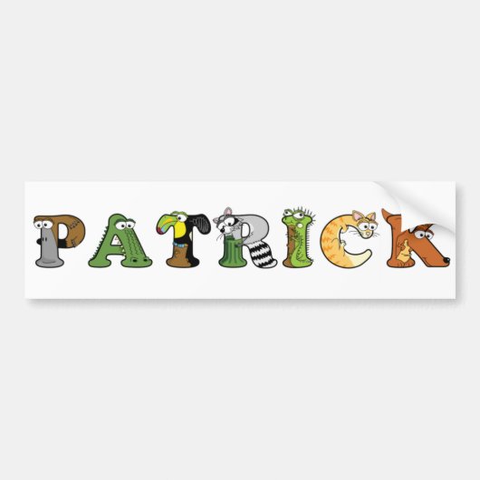 アルファベットパーソナライズされた名ステッカー バンパーステッカー (正面)