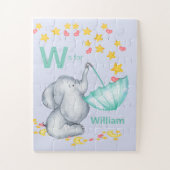 アルファベットパーソナライズされた名可愛い象の少年 ジグソーパズル (縦)
