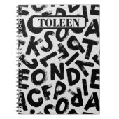 アルファベットパーソナライズされた文字のパターン ノートブック (正面)
