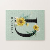 アルファベットパーソナライズされたDフローラモノグラム ジグソーパズル (横)