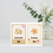 アルファベットフラッシュカード,ABC教育カードE,F,G,H ポストカード (スタンド正面)