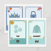 アルファベットフラッシュカード，ABC教育カードI,H,K,L ポストカード (正面/裏面)