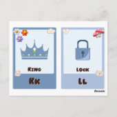 アルファベットフラッシュカード，ABC教育カードI,H,K,L ポストカード (裏面)