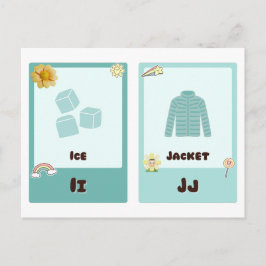 アルファベットフラッシュカード，ABC教育カードI,H,K,L ポストカード