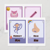 アルファベットフラッシュカード，ABC教育カードM,N,O,P ポストカード (正面/裏面)