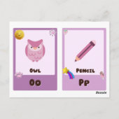 アルファベットフラッシュカード，ABC教育カードM,N,O,P ポストカード (裏面)