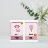 アルファベットフラッシュカード， ABC教育カードQ,R,S,T ポストカード (スタンド正面)