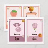 アルファベットフラッシュカード， ABC教育カードQ,R,S,T ポストカード (正面/裏面)