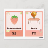 アルファベットフラッシュカード， ABC教育カードQ,R,S,T ポストカード (裏面)