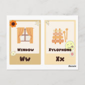 アルファベットフラッシュカード， ABC教育用カードU,V,W,X ポストカード (裏面)