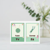 アルファベットフラッシュカード， ABC教育用カードY,Z ポストカード (スタンド正面)