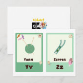 アルファベットフラッシュカード， ABC教育用カードY,Z ポストカード (正面/裏面)