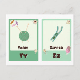 アルファベットフラッシュカード， ABC教育用カードY,Z ポストカード