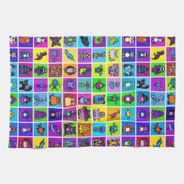 "アルファベットブック"キッチンタオル – 正方形 キッチンタオル