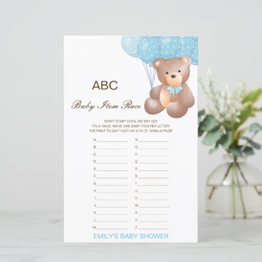 アルファベットベビーアイテム赤ちゃんシャワーゲーム印刷 (スタンド正面)