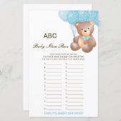 アルファベットベビーアイテム赤ちゃんシャワーゲーム印刷 (正面/裏面)