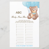 アルファベットベビーアイテム赤ちゃんシャワーゲーム印刷 (正面)