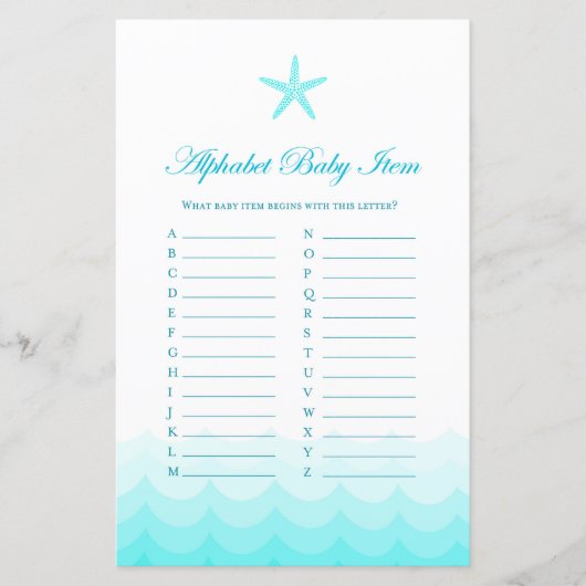 アルファベットベビーアイテム – ベビーシャワーゲーム (正面)