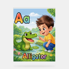 アルファベットポスター Letter A はワニのイラスト入り アクリルサイン