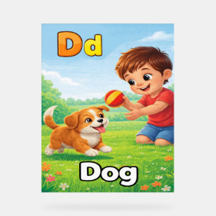 アルファベットポスター Letter D - DはDogのD アクリルサイン