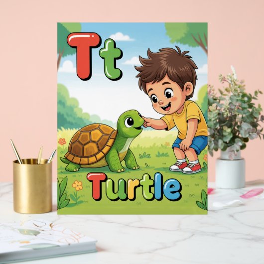アルファベットポスター Letter T - TはTurtleのT アクリルサイン (ウェディング)