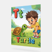 アルファベットポスター Letter T - TはTurtleのT アクリルサイン (傾斜)