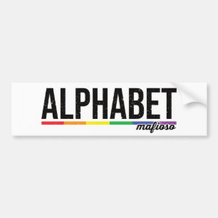 アルファベットマフィオソレインボーLGBTタイポグラフィ バンパーステッカー
