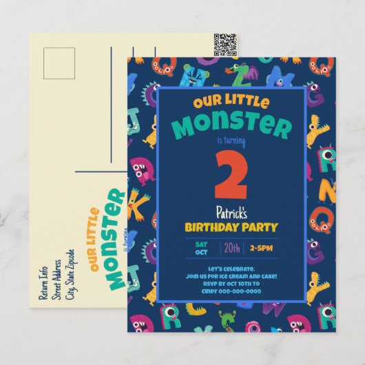 アルファベットモンスターの誕生日 リトルモンスターの年齢追加 ポストカード (正面/裏面)