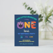 アルファベットモンスターの1歳の誕生日 私たちの小さなモンスター ポストカード (スタンド正面)