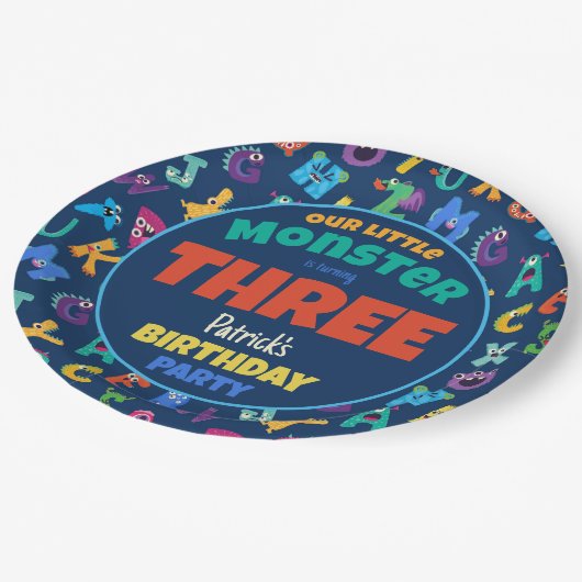 アルファベットモンスターズ誕生日リトルモンスタアドエイジ ペーパープレート (アングル)