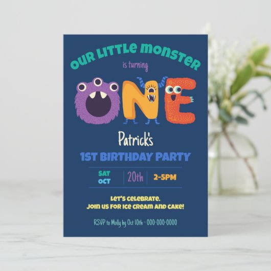 アルファベットモンスターズ1st誕生日リトルモンスター 招待状 (スタンド正面)
