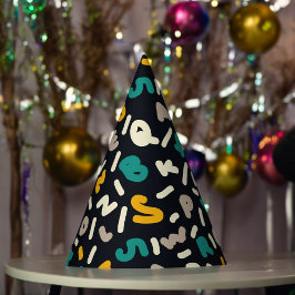 アルファベットランダム文字アート パーティーハット
