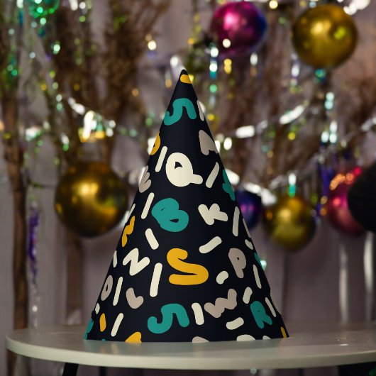 アルファベットランダム文字アート パーティーハット