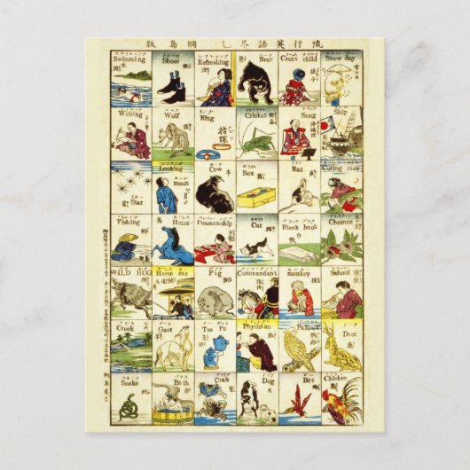 アルファベット中国の板 ポストカード (正面)