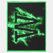 アルファベット付き文字（緑） フリースブランケット (正面)