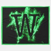 アルファベット付き文字（緑） フリースブランケット (正面(横))