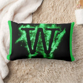 アルファベット付き文字(緑) ランバークッション (ブランケット)
