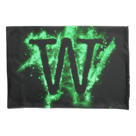 アルファベット付き文字(緑) 枕カバー