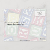 アルファベット付き木製ブロック子供へ ポストカード (裏面)