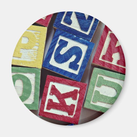 アルファベット付き木製ブロック子供へ マグネット (正面)