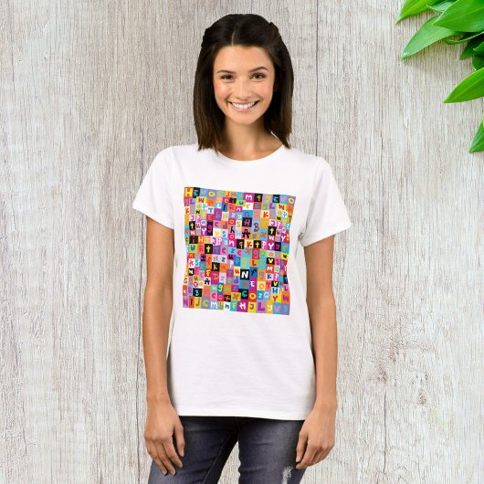 アルファベット入り雑多パターン Tシャツ