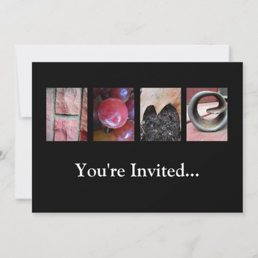 アルファベット写真のコラージュ，自宅の文字のワードアート 招待状 (正面)