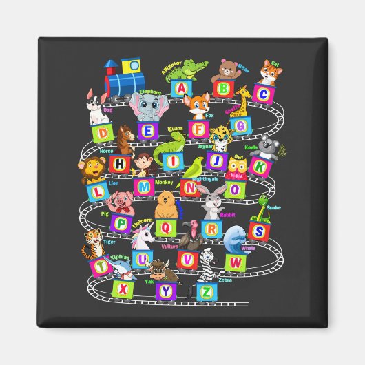 アルファベット動物学ABCズスクエア マグネット (正面)