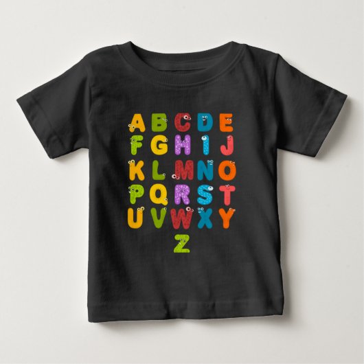 アルファベット動物文字Zoo Kids Child子供部屋 ベビーTシャツ (正面)