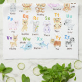 アルファベット動物ABCかわいい動物 キッチンタオル (折り畳み)
